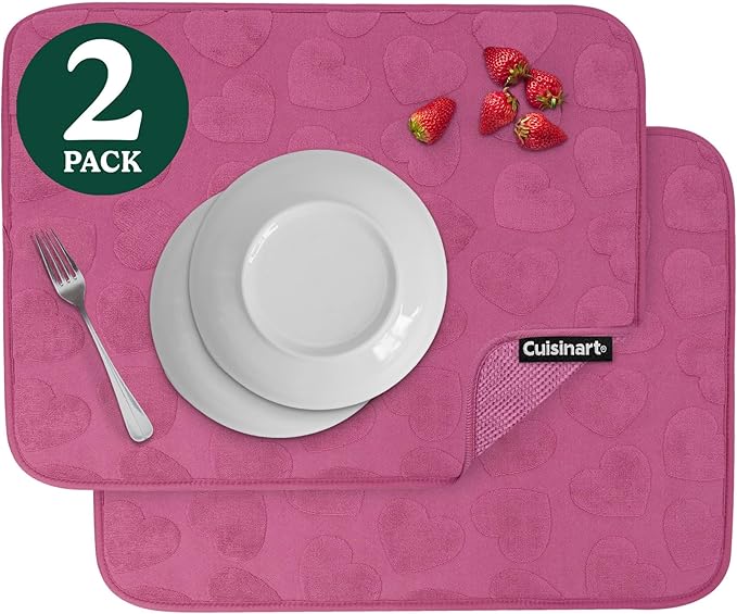 Cuisinart Dish Drying Mats for Kitchen Counter - (2) 18" x 24" Ultra Absorbent Dish Drying Mat XL - Foldable, Machine Washable, Fast Drying Dish Mat by BestBrands