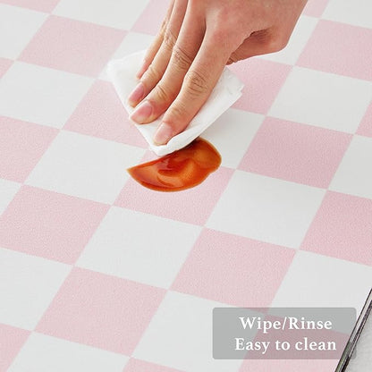 Ohocut Checkered Dish Drying Mat for Kitchen Counter, Coffee Bar Station Accessories, Retro Cute Aesthetic Girly Women Modern Absorbent Drainer Mat Kitchen Drying Mat Easy Clean, Pink 12" x 19" - Image 5