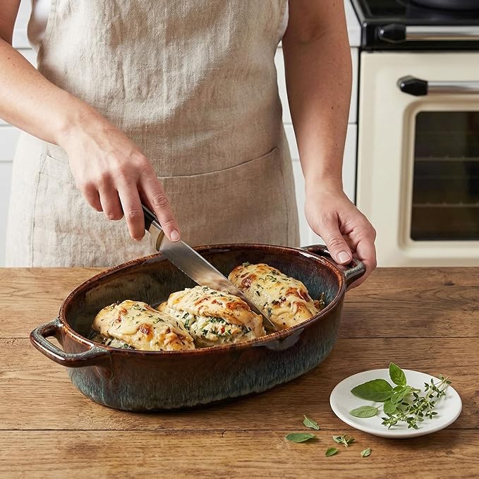 9" x 6" Porcelain Oval Casserole Dishes, 2 pieces Baking Dish for Oven, 27 OZ Ceramic Lasagna Pans, Oven Safe Bakeware for Kitchen Cooking, Cake, Banquet and Dinner