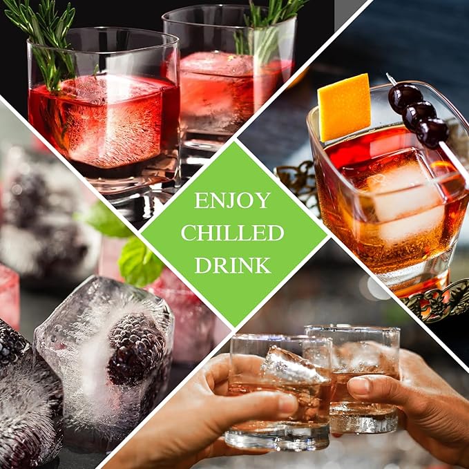 Large Ice Cube Tray for Whiskey: 2inch Big Silicone Ice Trays with Lid for Whisky - 3Pack Old Fashioned Ice Cube Trays for Cocktail - Huge Square Cubed Bourbon Ice Cube Maker - Image 7
