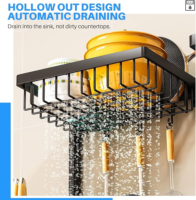 ARSTPEOE 2 Tiers 4 Baskets (one More Than Others) Over The Sink Dish Drying Rack,fits All Sinks (from 24.8" to 35.4"),2-Tier Adjustable Sink Rack,Dishes Rack Kitchen Storage Organizer Space Saving - Image 4
