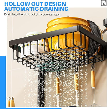 ARSTPEOE 2 Tiers 4 Baskets (one More Than Others) Over The Sink Dish Drying Rack,fits All Sinks (from 24.8" to 35.4"),2-Tier Adjustable Sink Rack,Dishes Rack Kitchen Storage Organizer Space Saving - Image 4