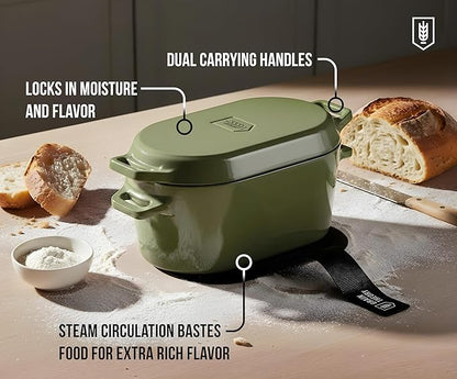 Kook Dutch Oven, for Bread Baking, Sourdough Loaf Pan, Dual Handles, Enameled Cast Iron, with Sling, Dishwasher Safe, Oven safe 500F, 3.4 Qt, Sage Ombre - Image 4