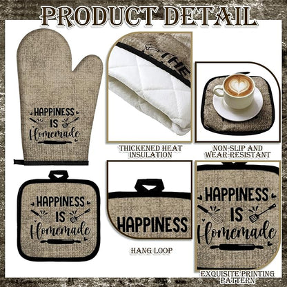 Leinuosen 8 Pcs Kitchen Towels and Oven Mitts Sets Pot Holders Dishcloths Set Kitchen Decorative Accessories Absorbent Potholders Heat Resistant for Chef Baking Cooking - Image 6