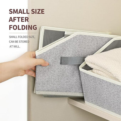 Homsorout Trapezoid Bins for Organization - 8 Pack Storage Cubes, Decorative Fabric Organizer Bins, Large Baskets for Storage, Linen Storage Organizer for Clothes, Books, Home, Light Gray - Image 5