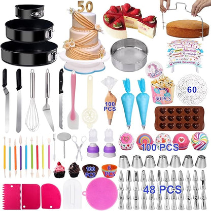 Cake Decorating Kits 567 PCS Baking Set with Springform Pans Set, Rotating Turntable, Decorating Tools, Cake Baking Supplies for Beginners and Cake Lovers (567 PCS Cake Decorating Kits) by Unknown