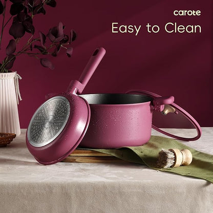 CAROTE Non Stick Pots and Pans Set, Cookware Sets Nonstick, Kitchen Cooking Set with Stay-Cool Handles,with Silicone Tools and Pot Protectors,16 Piece - Image 4