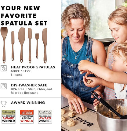 DI ORO 6-Piece Silicone Spatula Set - Rubber Kitchen Utensils for Baking, Cooking & Mixing - Heat-Resistant 600°F BPA Free Spatulas for Nonstick Cookware - Dishwasher Safe (Cinnamon)
