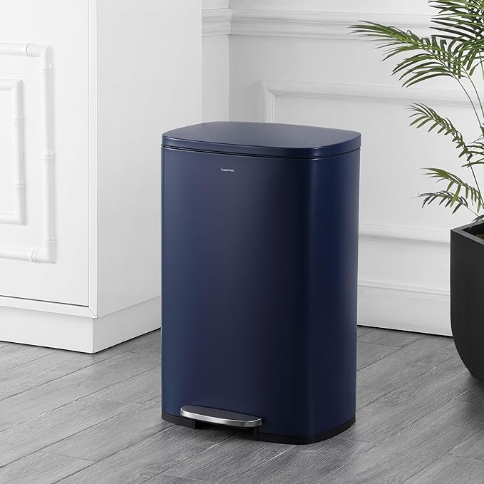 happimess HPM1006J Connor Rectangular 13-Gallon Trash Can with Soft-Close Lid and Free Mini Trash Can, Fingerprint Resistant, Modern, Minimalistic for Home, Kitchen, Office, Bathroom, Denim Blue - Image 2