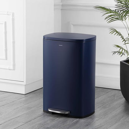 happimess HPM1006J Connor Rectangular 13-Gallon Trash Can with Soft-Close Lid and Free Mini Trash Can, Fingerprint Resistant, Modern, Minimalistic for Home, Kitchen, Office, Bathroom, Denim Blue - Image 2