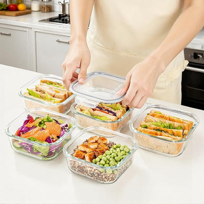 Vtopmart 5Pack 27oz Glass Storage Containers with Lids, Glass Meal Prep Food Container Sets, Sandwich Containers with Snap Airtight Lids for Microwave, Oven, Freezer and Dishwasher, Grey - Image 5