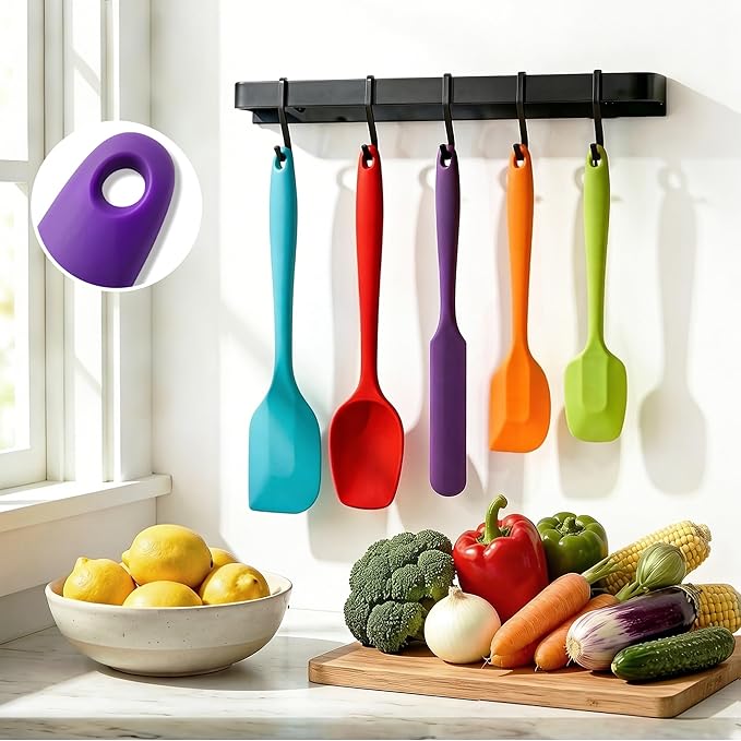 5 Pieces Silicone Spatula Set BPA Free Non Stick Rubber Spatula Heat Resistant Set Ideal for Baking Cooking Mixing Dishwasher Safe Kitchen Tools Multicolor - Image 6