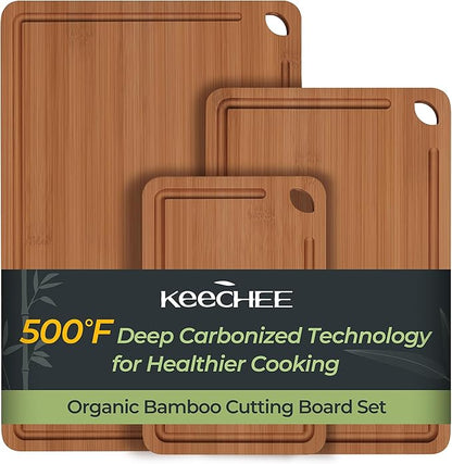 Keechee Bamboo Cutting Board, Durable Wood Cutting Boards for Kitchen with Deep Juice Grooves & Built-in Handles, Ideal Charcuterie & Chopping for Meat, Vegetables and Fruits Ideal Kitchen Gifts by Keechee