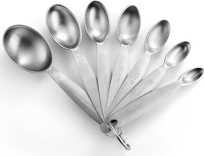 Spring Chef Stainless Steel Measuring Spoons Set of 7, Oval Metal Teaspoon & Tablespoon Measuring Spoons - Nesting Kitchen Gadgets For Baking & Cooking, Dual Measurements - Dry & Liquid Ingredients by SpringChef