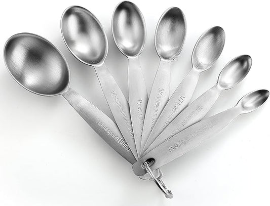 Spring Chef Stainless Steel Measuring Spoons Set of 7, Oval Metal Teaspoon & Tablespoon Measuring Spoons - Nesting Kitchen Gadgets For Baking & Cooking, Dual Measurements - Dry & Liquid Ingredients by SpringChef