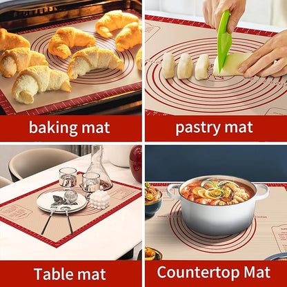 Silicone Baking Mat, Reusable Silicone Dough Mat, Non-Stick Pastry Mat, Heat Resistant Silicone Mat for Baking Cookies, Cake, Bread, Chocolate, Pizza, Crust, Pie Oven Mat, Easy to Clean - Image 6