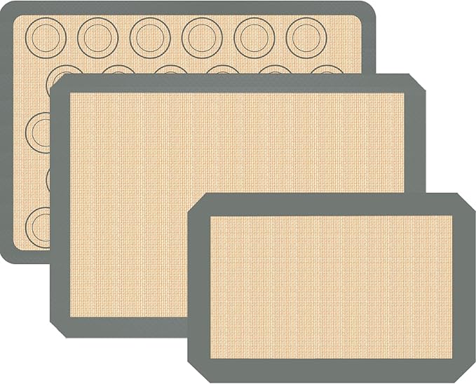 Macaron Silicone Baking Mat, 3 Pack Reusable Baking Mat, Non-Stick, Food Safe Silicone Cookies Sheets for Baking by Koolstuffs