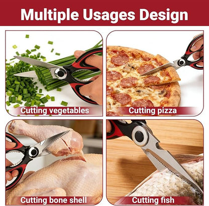 Kitchen Shears Set of 2, Heavy Duty Kitchen Scissors Seafood Scissors, Stainless Steel Sharp Food Cooking Scissors for Meat, Bones, Fish, Poultry, Vegetables, Chicken, Dishwasher Safe - Image 7