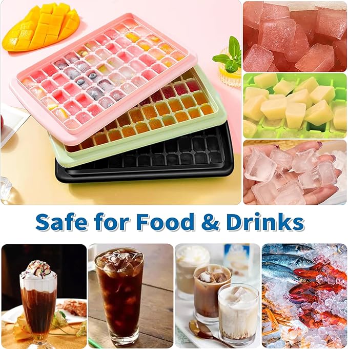Ice Cube Tray with Lid And Bin for Freezer - 2 * 55 Nugget Ice Maker Tray, Cocktail Coffee Ice Mold for Easy Release Small Cubes, with Ice Container Scoop, Flexible Durable Plastic, BPA Free - Image 6