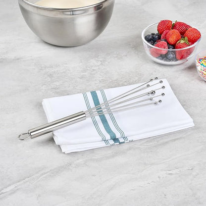 Restaurantware 10.5 in Stainless Steel Ball Whisk - German Standard Egg Beater with Ergonomic Handle, Dishwasher Safe - Manual Mixer Cooking Whisk for Baking, Stirring, Sauces, Beating - Image 3