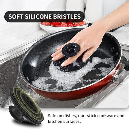 Silicone Sponge, BEAUTAIL Non-Scratch Scrub Sponges for Washing Dishes, Kitchen Fruit Vegetable Cleaning Brush, Long Lasting and Reusable Dishwashing Scrubber, Suction Up Hang Designed, 1 Pack, Black - Image 3
