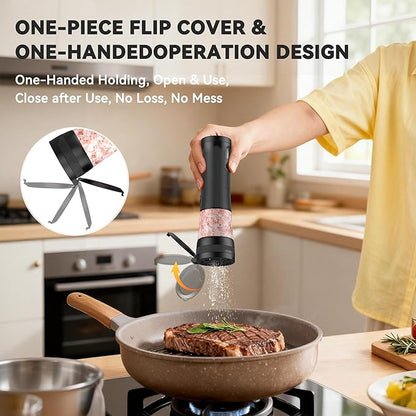 Electric Salt and Pepper Grinder Set, Upgrade 2-Speed Setting, External 5 Adjustable Coarseness, Rechargeable Automatic Salt & Pepper Shakers Mill with Battery Display, Storage Base & Led Light, Black - Image 8