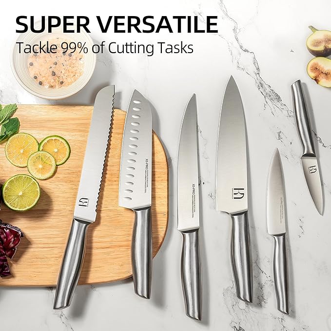 KnifeSaga Kitchen Knife Set 14 Piece Premium Japanese High Carbon Stainless Steel Knife Block Sets with Built-in Sharpener, Razor Sharp Knives Set for Kitchen, Quality Acacia Wood Block Knife Set - Image 8