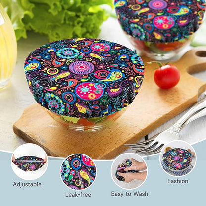 wegreeco Elastic Reusable Bowl Covers for Bread Proofing, Fabric Cloth Sourdough Bowl Covers for Proofing - Set of 3, Bloom