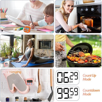Weewooday 24 Pcs Digital Kitchen Timer Magnetic Timer Bulk On/Off Switch Minute Second Count up Countdown Loud Alarm for Exercise Cook Baking (Multicolor) - Image 6