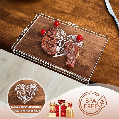 Nana Birthday Gifts from Grandchildren - Engraved Acrylic Cutting Board with Counter Lip, Clear Countertop Protector Cooking Gift for Nana Christmas Grandparent Day Presents Aesthetic Kitchen Decor - Image 3