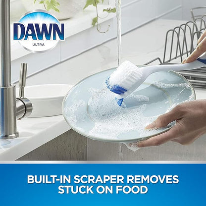 Dawn Dish Brush with Soft Nylon Bristles and Scraper, Blue/White - Image 3