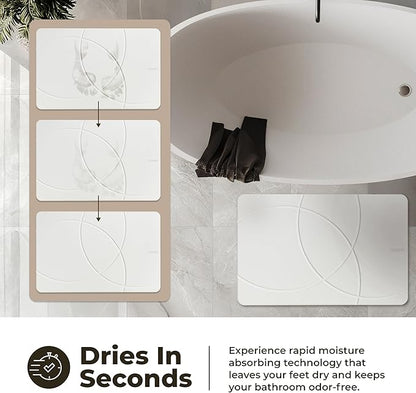 TOSORO - Stone Bath Mat Diatomaceous Earth Shower Mat Non-Slip Super Absorbent Diatomite Stone Bath Mats for Bathroom Floor Quick Drying Natural Easy to Clean (23.5 x 15) - Sandstone