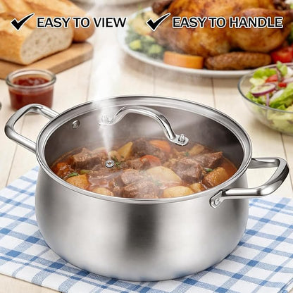 Tifanso Stainless Steel Stock Pot - 8 Quart 3Ply Heavy Duty Large Induction Cooking Pot with Lid for Pasta, Soup, Spaghetti, Nonstick Deep Stockpot, Kitchen Cookware for Stew, Simmer, Canning, Boiling - Image 6