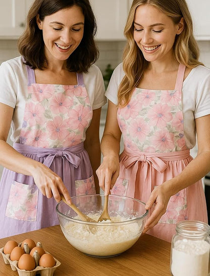 Pinknoke Vintage Pinafore Apron Dress for Women with Pockets Cute Floral Chef Aprons for Kitchen Cooking Baking Gardening - Image 7