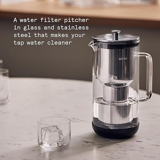 Aarke Purifier Regular Glass Pitcher Bundle w/Steel Filter, BPA-Free, 4 Pure Refill Granules - Filters Heavy Metals, 2.4L Pitcher with 1.18L Filtration Capacity - Image 2