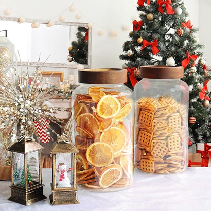 Glass Coffee Jars Spice Jar Round Storage Canister with Wooden Lid Clear Glass Food Jar for Pantry Sugar Tea Coffee Bean Spice Nuts Cookies Bath Salts (2300ml/77oz-2PACK(with spoon) - Image 6