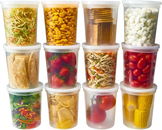 DuraHome - Deli food Storage Containers with Lids 32 oz, Quart Pack of 24 Leak-proof Freezer Safe Microwaveable Soup Storage Container - Clear Plastic Premium Quality by DuraHome