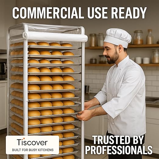 Bun Rack Cover – Transparent PVC with 4 Sided Zippers – Universal 20 Tier Sheet Pan & Speed Rack Cover – Heavy Duty, Waterproof & Dustproof Bread Rack Cover Bakery Rack Cover - Image 5