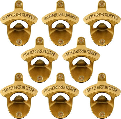 8 Packs Bulk Beer Opener Wall Mounted Vintage Gold Bottle Cap Opener for Gargae Kitchen Bar by Wallmountedbottleopener