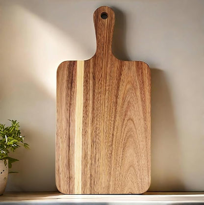 ZeQi Acacia Wood Cutting Board with Handle 13.7''X7'' / Charcuterie Board/Serving Board/Cheese, Bread, Vegetables & Fruits Serving Board (Rectangular) by ZeQi