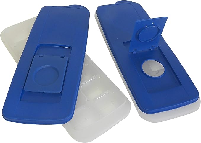 2-Pack No-Spill Ice Cube Trays with Lids – BPA-Free, Easy Release & Stackable Freezer Trays – Covered Ice Molds for Drinks, Whiskey, Cocktails, and Juice – Blue