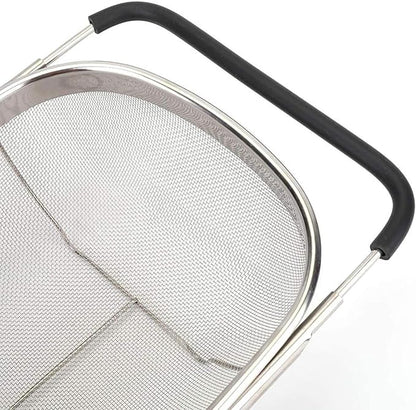 Over The Sink Stainless Steel Oval Colander with Expandable Rubber Grip Handles Strainers, Fine Mesh Strainer Basket Kitchen 6 Quarts Colander for Strain, Drain, Rinse Fruits, Vegetables - Image 5