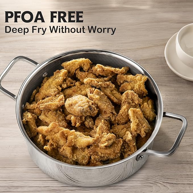 Saute Pan Set,Hybrid Non Stick 5 Quart Everyday Braiser pan,10 inch skillet,8 inch skillet,Chicken Fryer, PFOA Free Cookware,Deep Frying Pans with Lid,Dishwasher and Oven Safe,Works on All Cooktops - Image 3