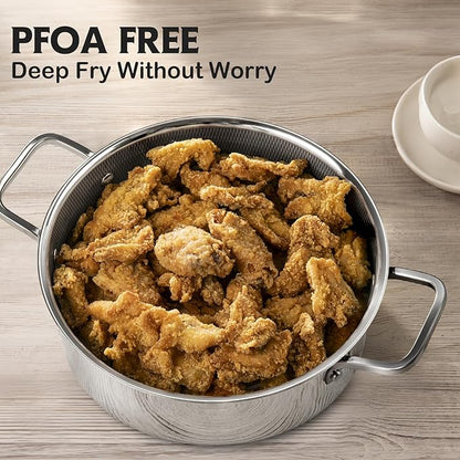 Saute Pan,Hybrid Non Stick 5 Quart Everyday Braiser pan,Chicken Fryer, PFOA Free Cookware,12 inch Deep Frying Pans with Lid,Dishwasher and Oven Safe,Works on Induction,Ceramic and Gas Cooktops - Image 3