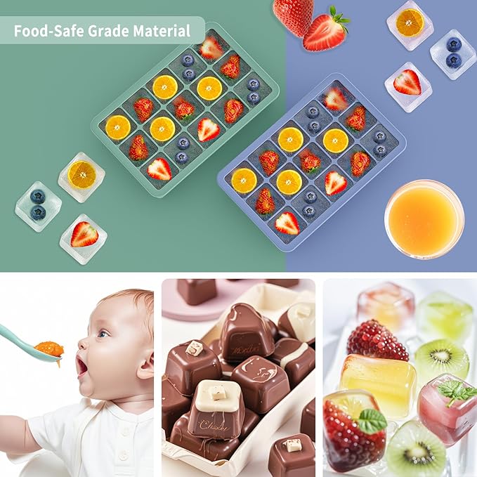Silicone Ice Cube Tray 3 Pack, HANCELANT Ice Cube Mold, Ice Trays for Freezer with Lid for Whiskey, Baby Food, BPA Free, Easy Release - Image 7