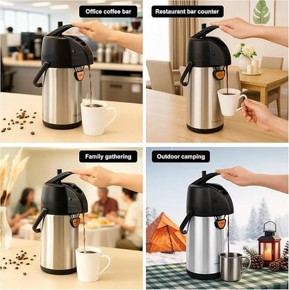TOMAKEIT Airpot Coffee Dispenser Thermal with Pump,3L/102 Oz Insulated Stainless Steel Large Airpot Coffee Carafe Lever Action for Hot/Cold Water,Thermal Carafe for Hot Cocoa for Parties - Image 7