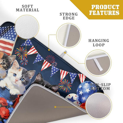 4th of July Drying Mat for Kitchen Counter 18 X 24 in Patriotic Printed Dish Drying Pad - Image 4