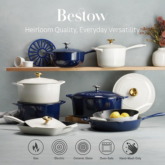 Tramontina Enameled Cast Iron Dutch Oven Pot with Lid, Round 6.5-quart, Blue - Image 6