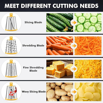 Geedel Rotary Cheese Grater - Upgraded Vegetable Shredder with 4 Interchangeable Blades, Easy to Clean Cheese Shredder with Handle, Kitchen Grater Nuts Grinder for Cutting Cheese, Vegetable, Nuts - Image 3