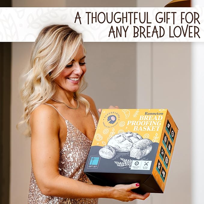 Superbaking 9' Round Banneton Bread Proofing Basket Gift Set– Sourdough Starter Kit for Crusty Artisan Style Loaves, Includes Essential Bread Baking Supplies & Tools - Ideal Gift for Bakers - Image 2